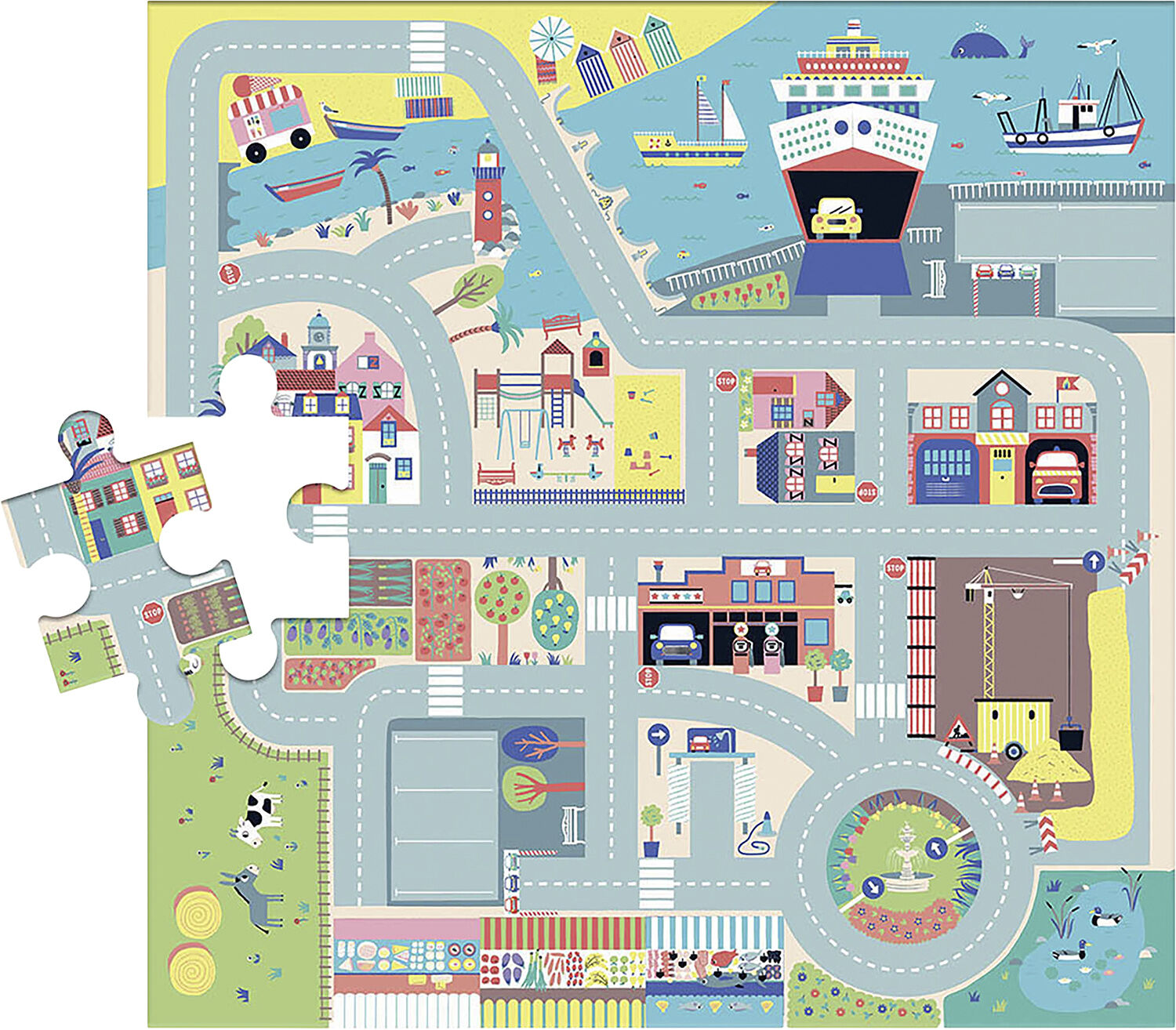 Auzou - Puslespil 25 brk - Veje og biler