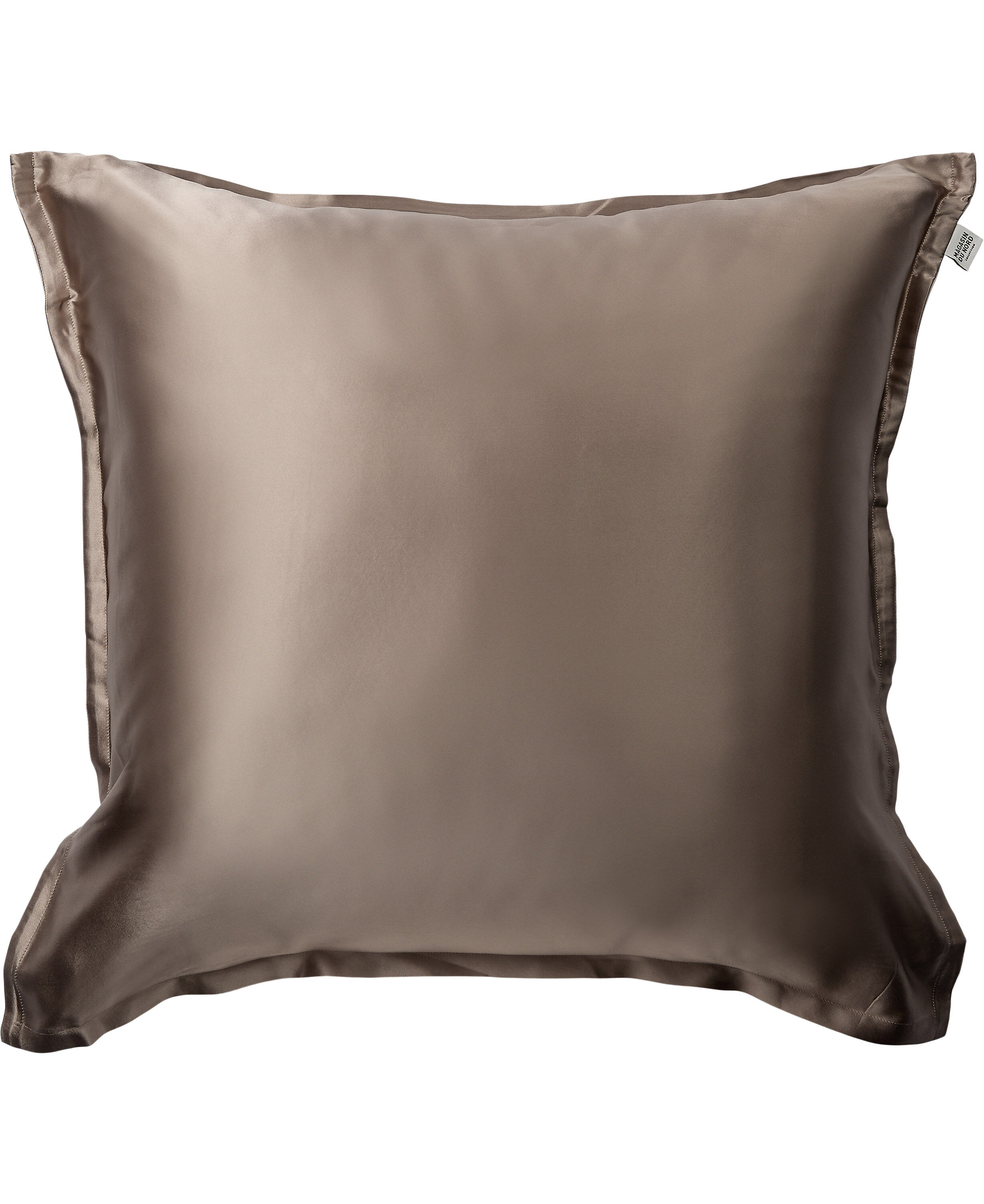 Silke pudebetr&aelig;k med lynl&aring;s, 100 % morb&aelig;rsilke, 60x63 cm, m&oslash;rk beige