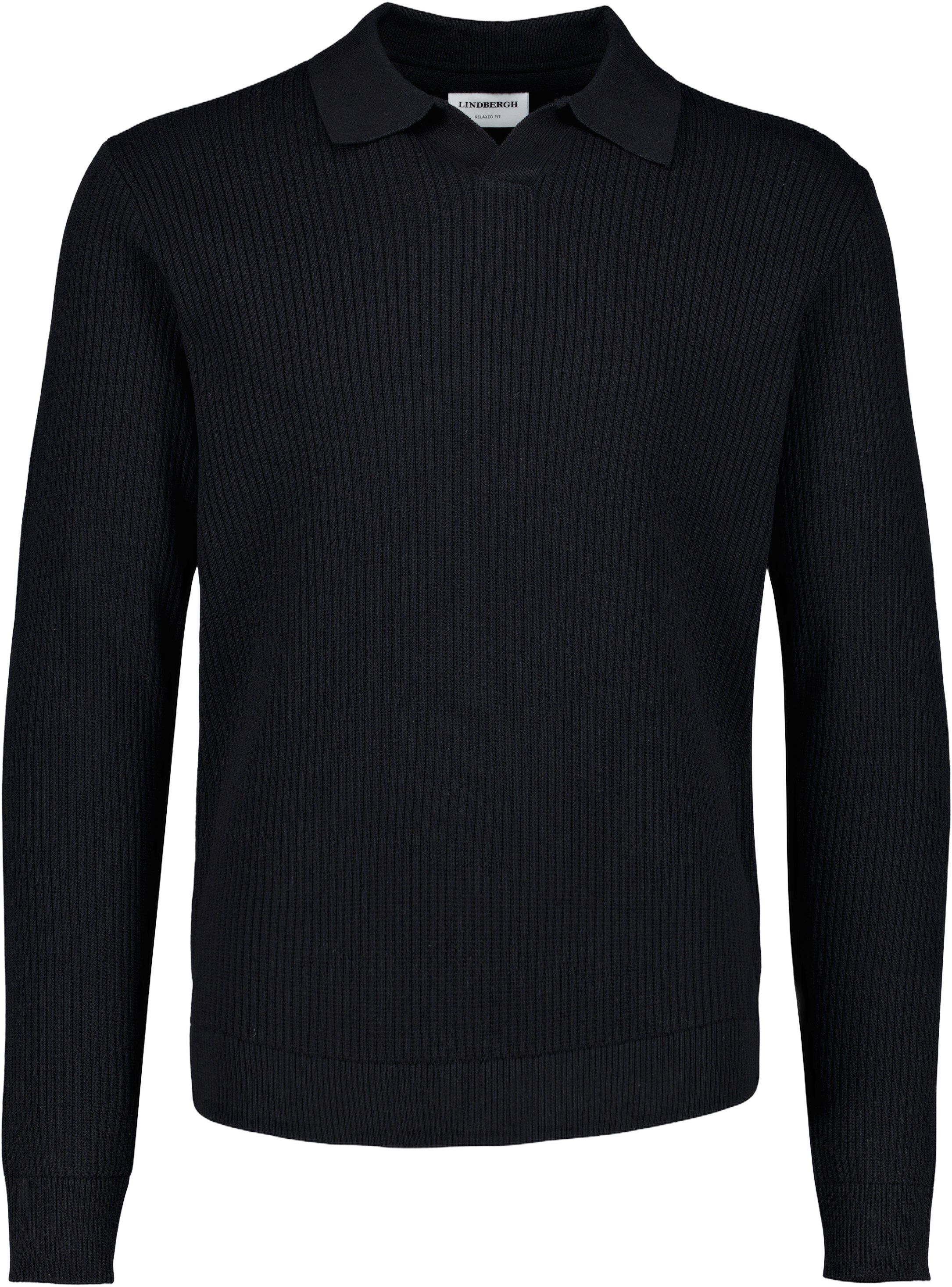 Ribbed L/S v-neck polo