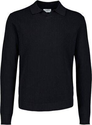 Ribbed L/S v-neck polo