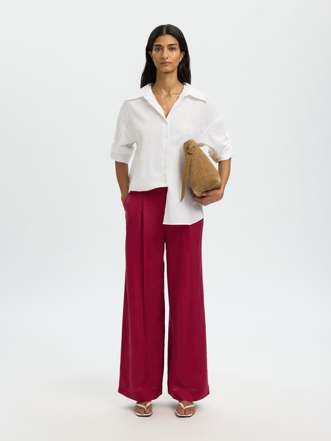 SLWLYRA HW WIDE LINEN BLEND PANT NO