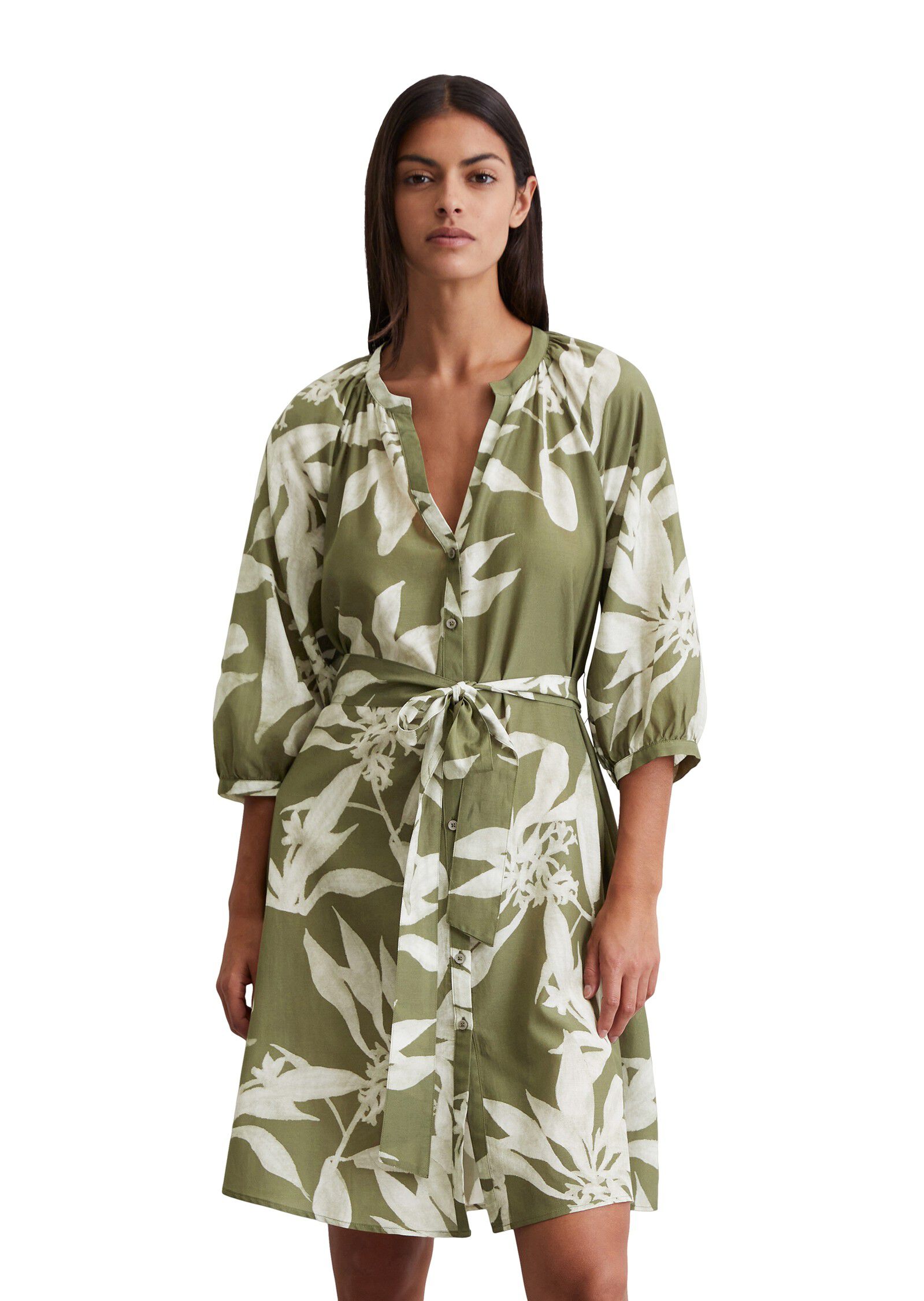 Woven dress, short length, deep v-n