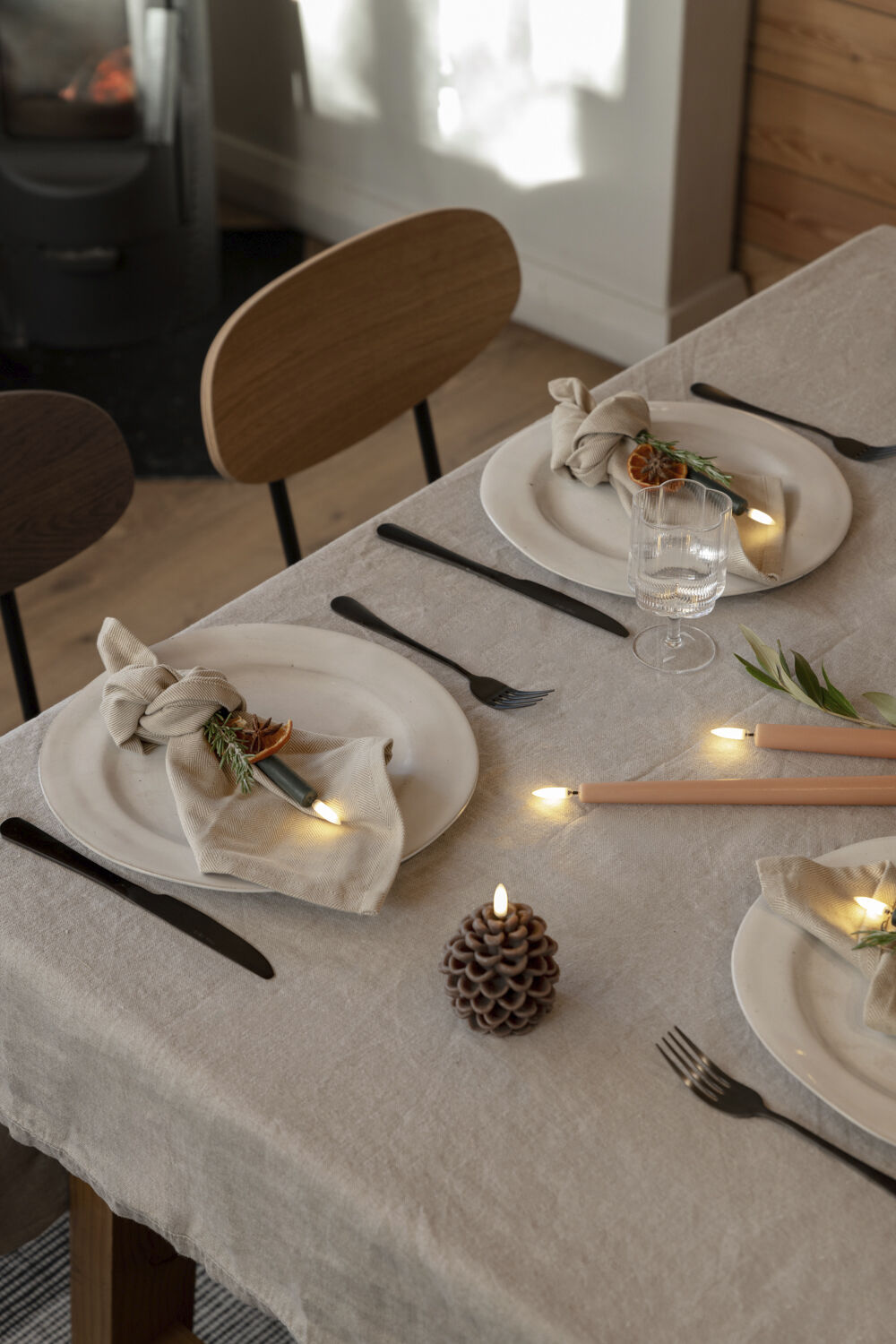 LED slim taper candle, Apricot, Smooth, 2-pack, 2,3x32 cm