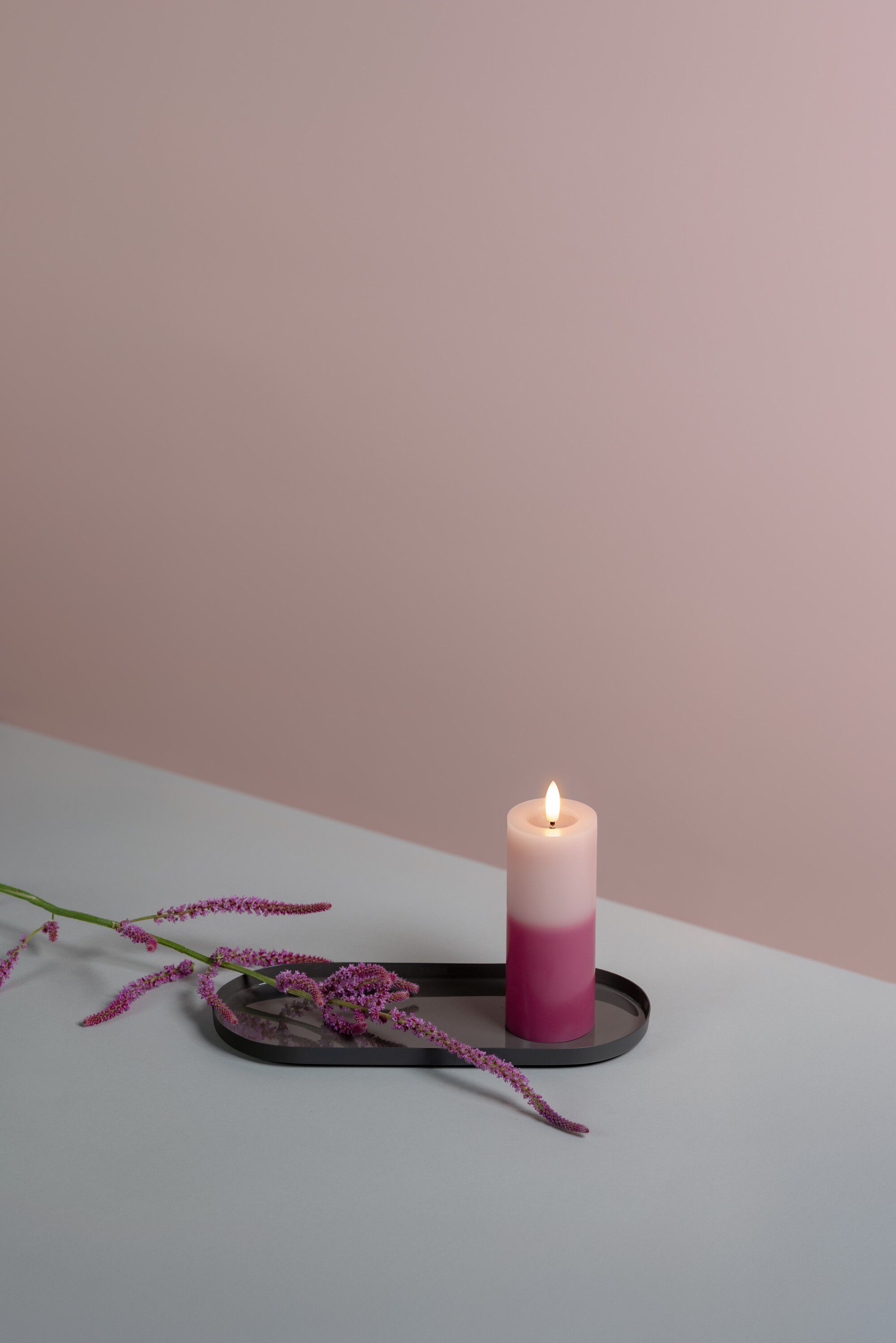 MM LED pillar candle, Silk, Melted, Multi-colour rose, 49x12
