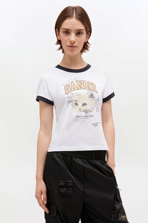Basic Cotton Jersey Kitty Fitted T-