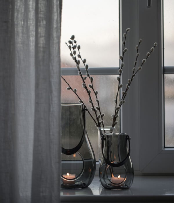 DWL Lanterne, smoke m. sort hank, H 29 cm