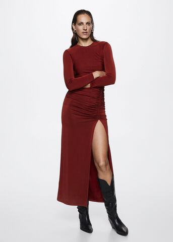 Cut-out ruched dress