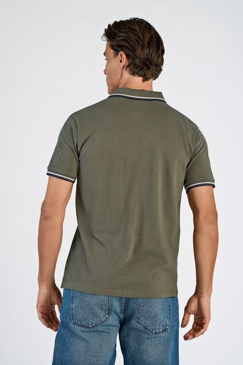 Polo shirt w. contrast piping