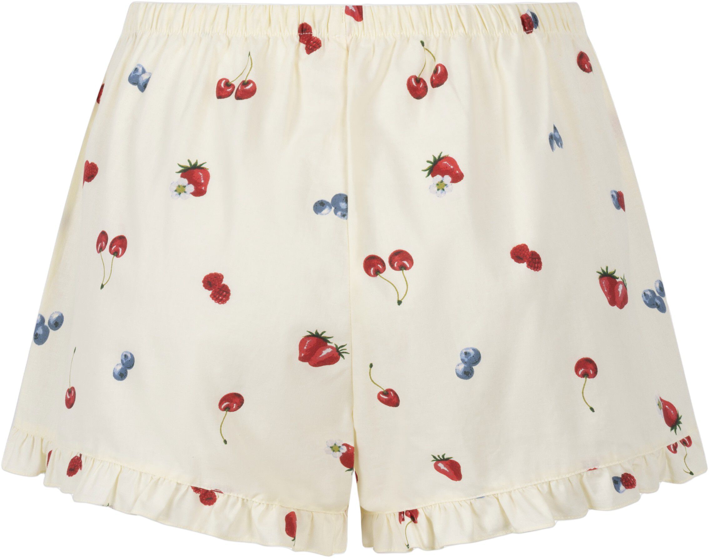 SHORT WOVEN RUFFLE FRUIT