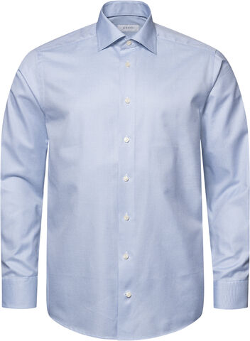 Slim Fit Light Blue Houndstooth Cotton Tencel Shirt