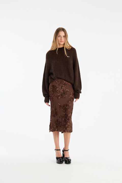 FLOWER MESH PENCIL SKIRT