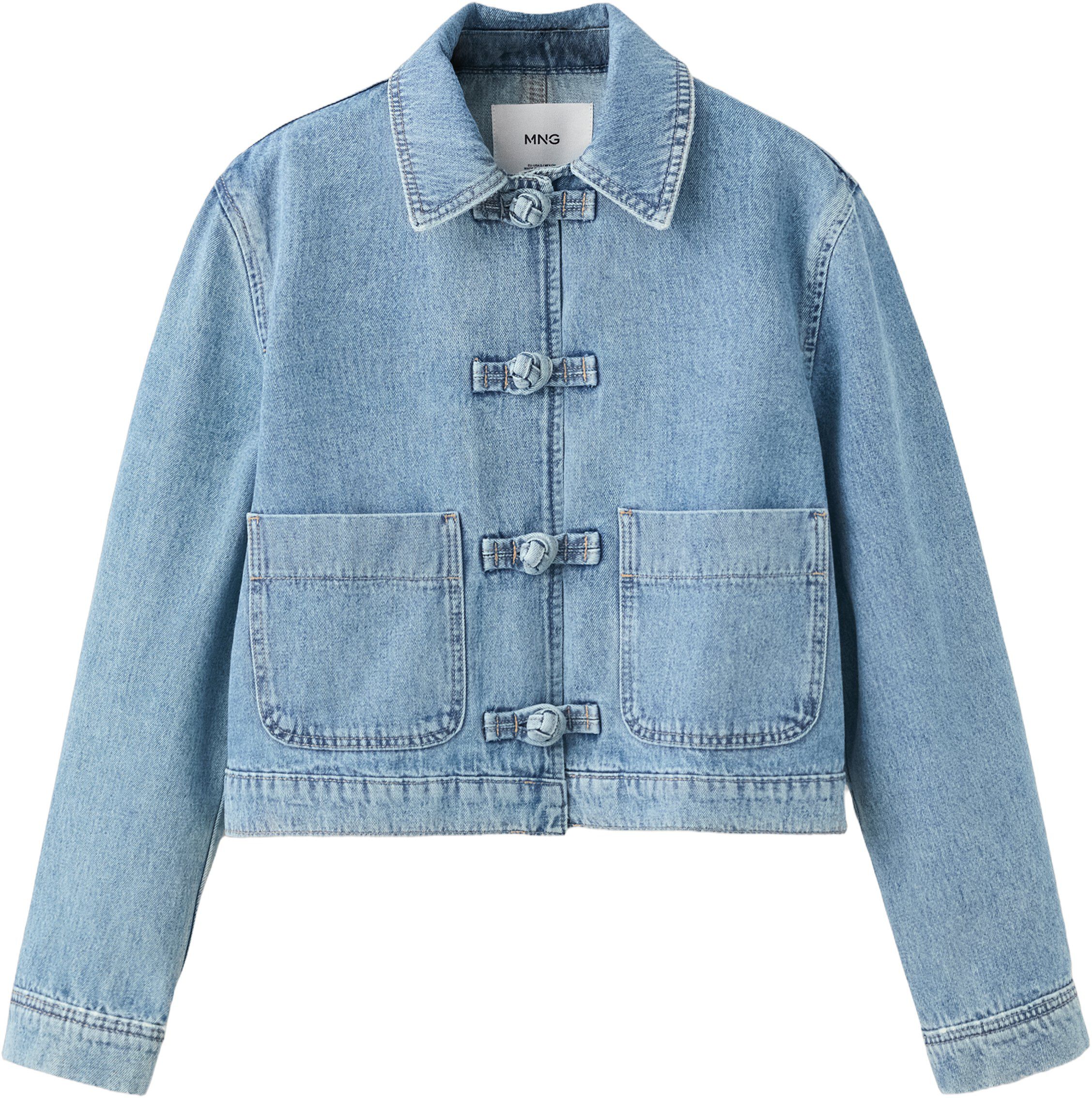 Denim jacket with toggle details