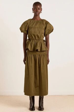 JOSIE MIDI SKIRT - OLIVE