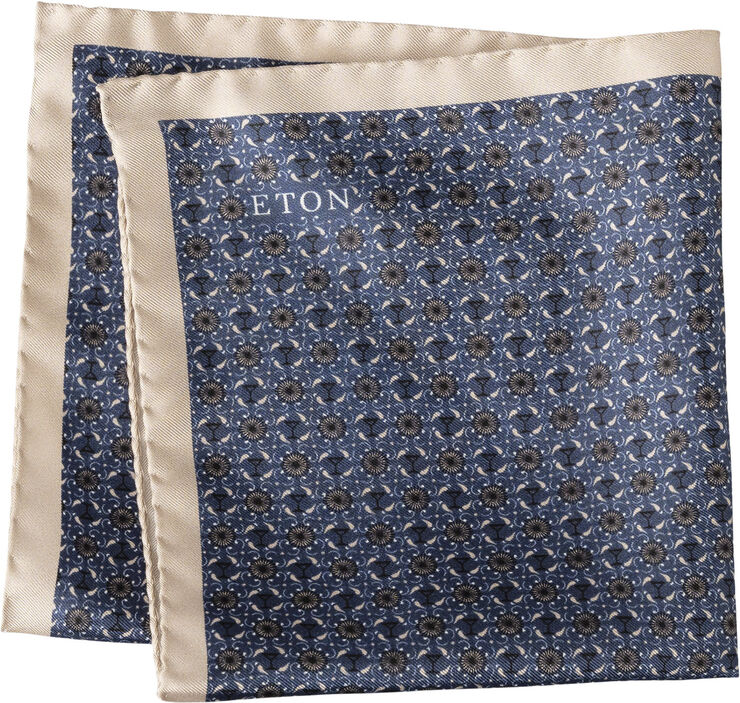Navy Blue Geometric Silk Pocket Square