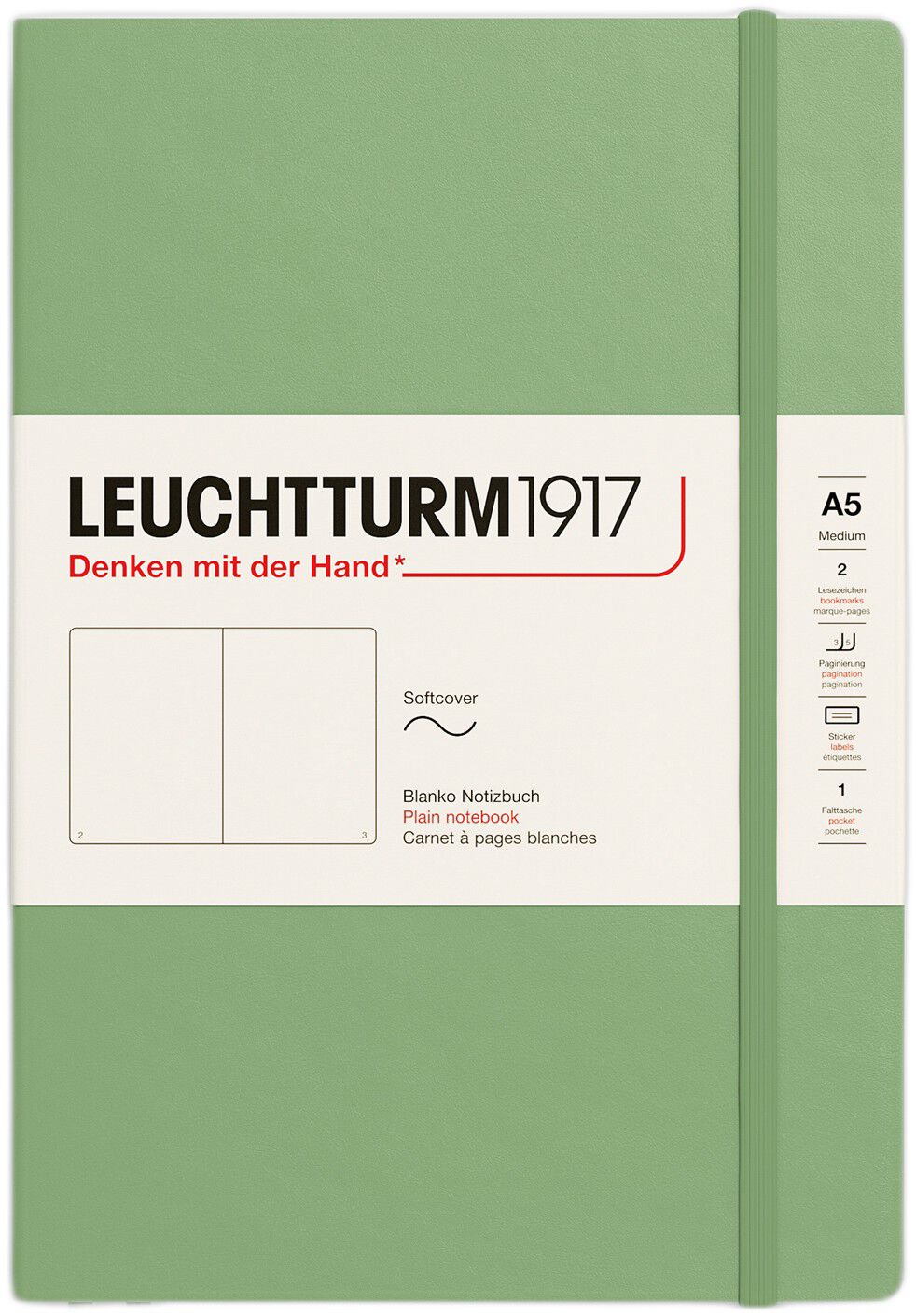 LT1917 Notesbog A5 Blank SC - Sage 361593