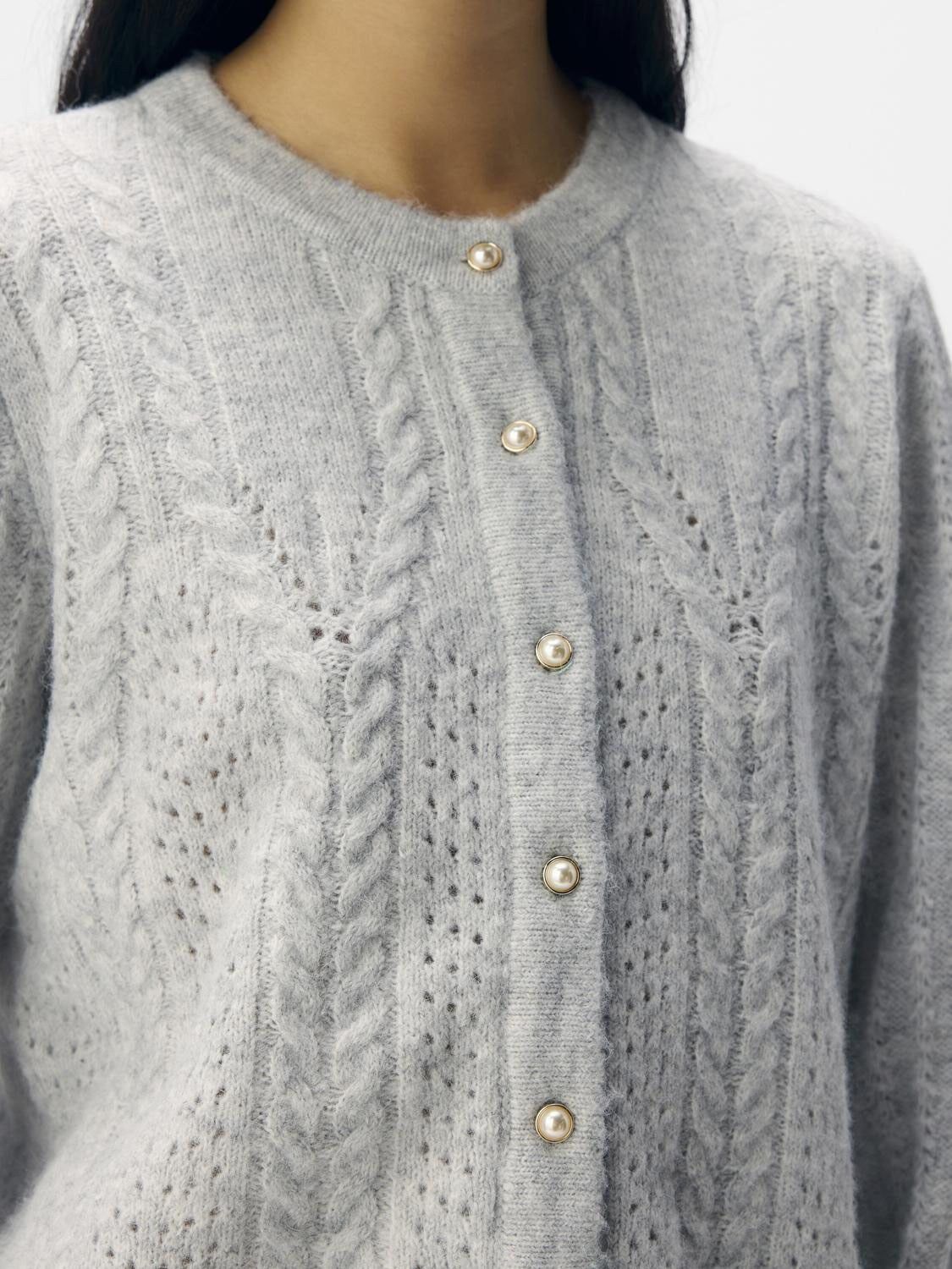 OBJFLORA RE LS KNIT BUTTON CARDIGAN