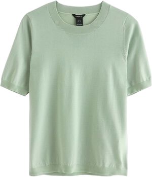 Fine-knitted top with round necklin