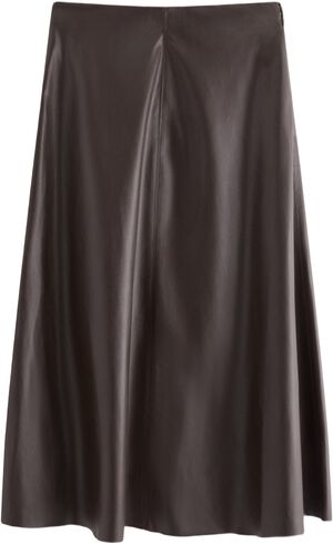 Flared midi skirt in imitation leat