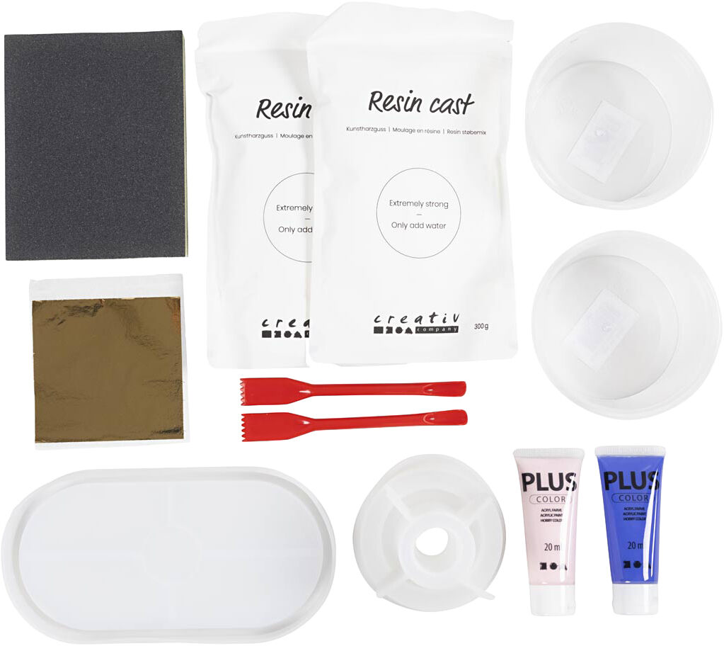 Start DIY Kit Resin St&oslash;bning, 3 lysestager og 2 fade