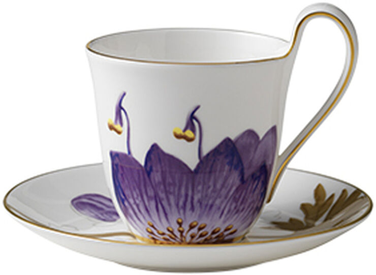 Flora 27 cl. højhankskop med underkop - Stedmoderblomst