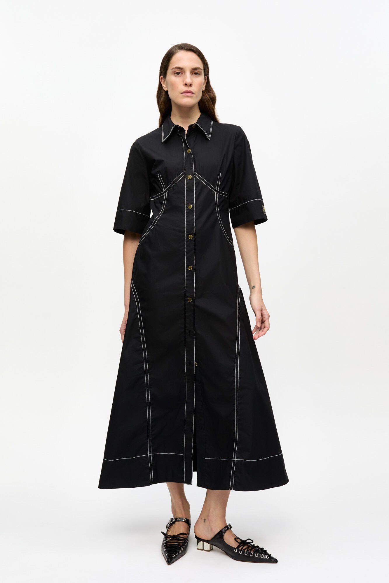 Cotton Poplin Long Shirt Dress