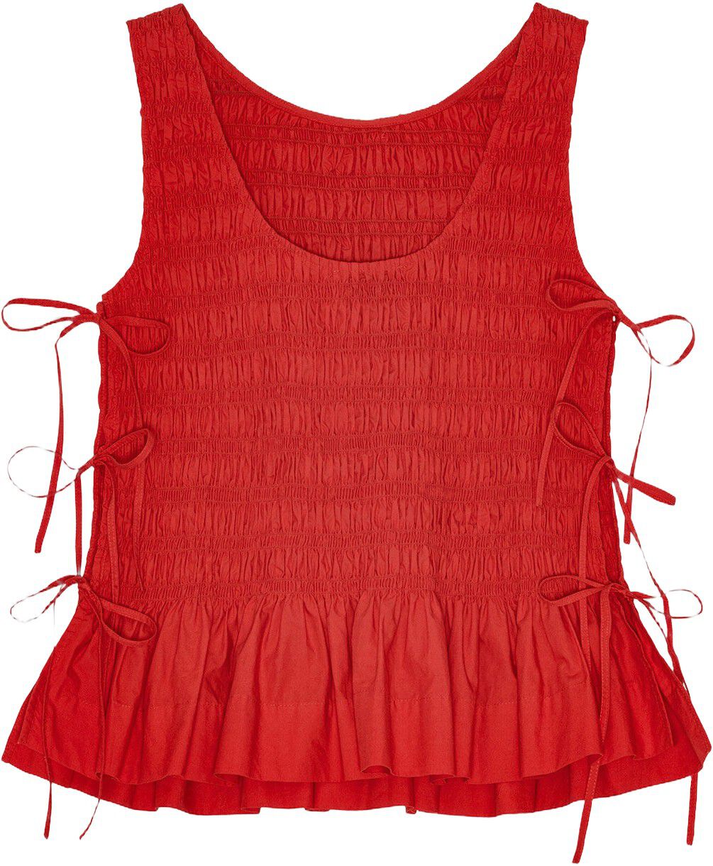 Cotton Poplin Smock Tie String Top