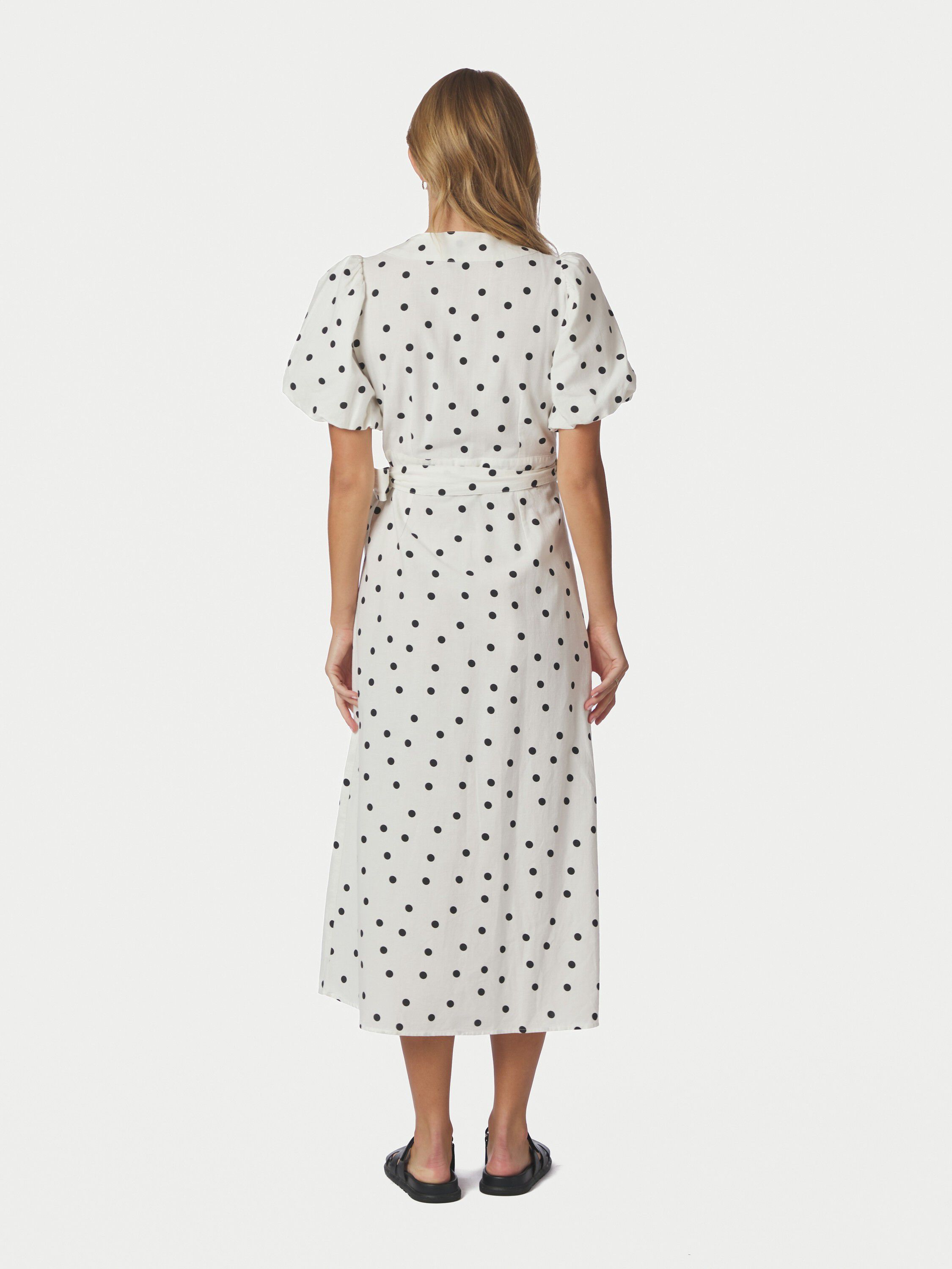 Clarine Linen Dot Dress