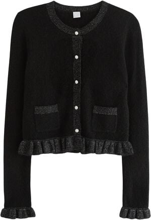 Soft knitted cardigan with frilled