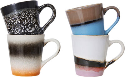 70s ceramics espresso mugs funky set of 4