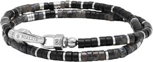 Black Onyx & Labradorite Heishi Wrap Bracelet