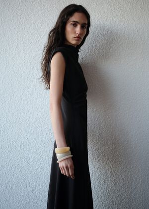 A-line dress with draped waist