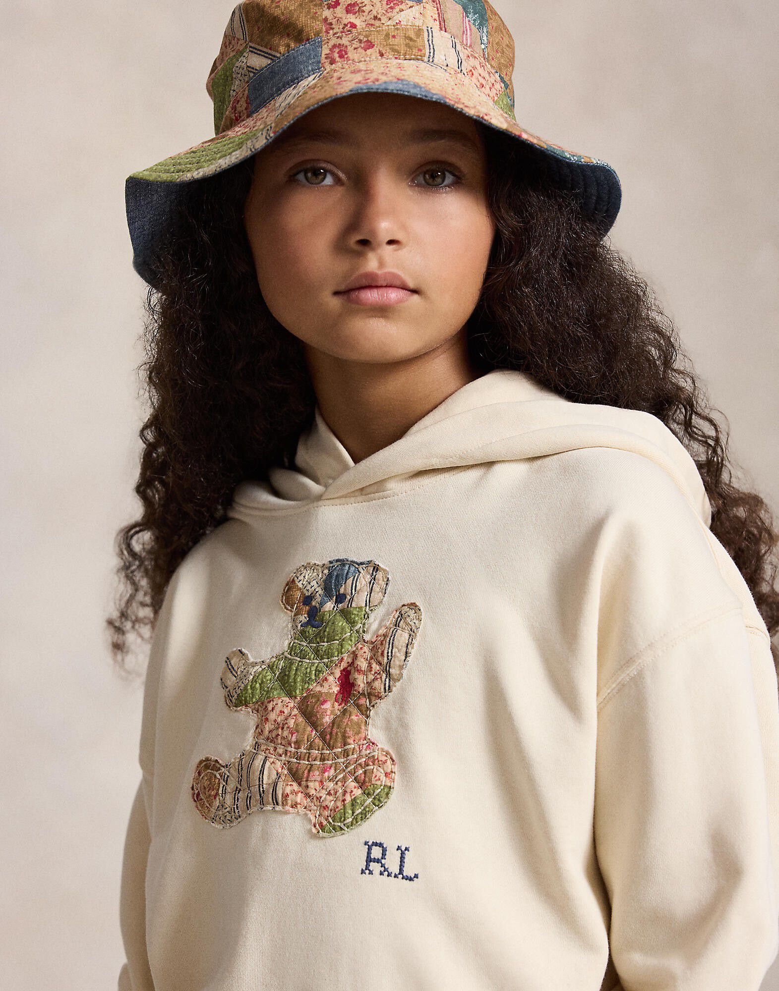 Patchwork Polo Bear French Terry Hoodie