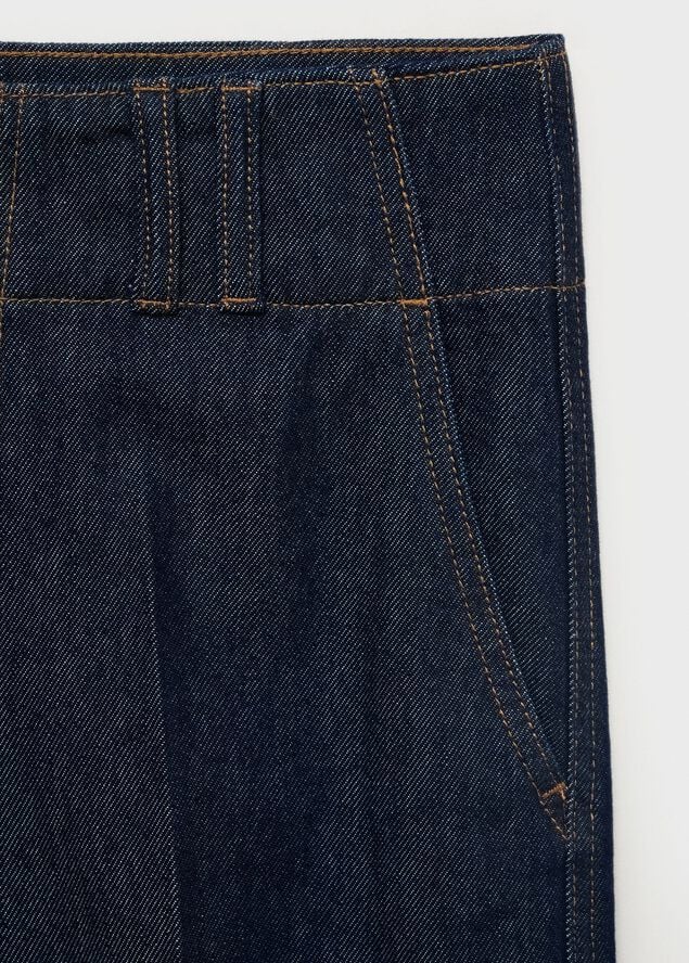 Wide leg denim trousers with belt l