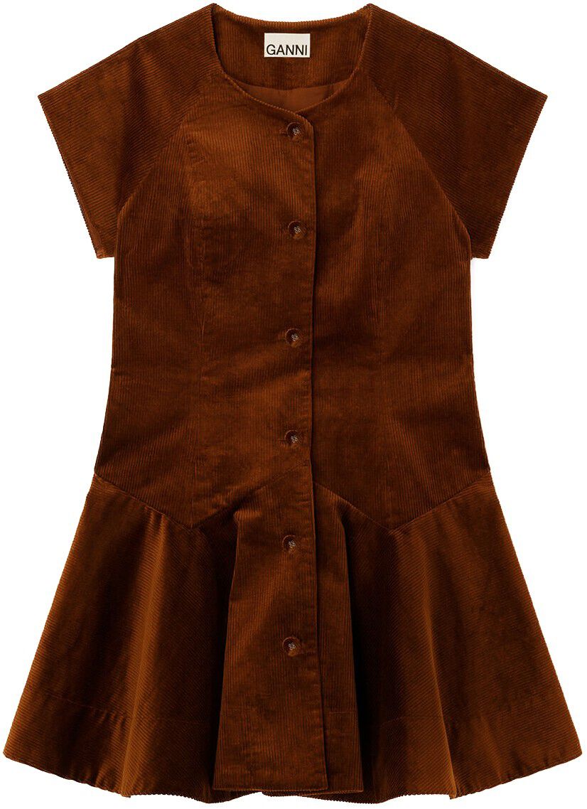 Corduroy Buttoned Mini Dress
