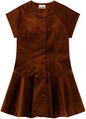 Corduroy Buttoned Mini Dress