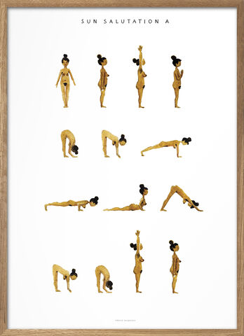 Yoga Prints - Sun Salutation A Women Golden