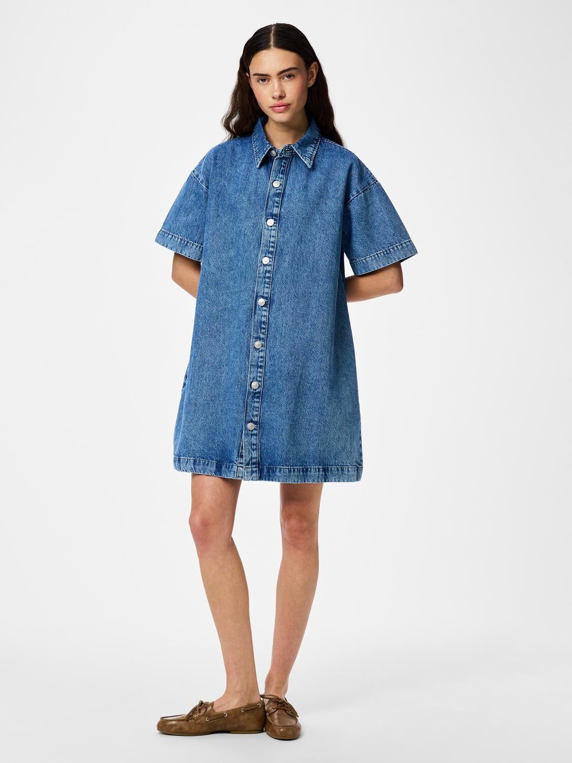 PCSKY SS A-SHAPE DENIM DRESS NOOS B