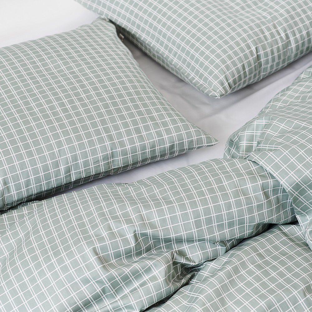 &Oslash;kologisk senges&aelig;t Snooze Check green - GOTS