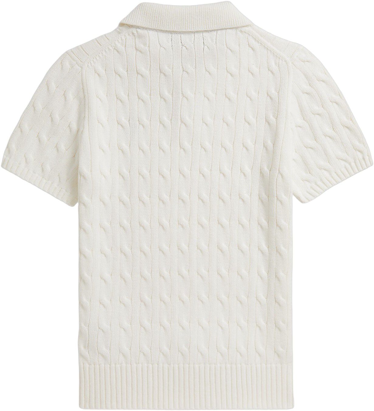 20Cable-Knit Cotton Polo-Collar Sweater