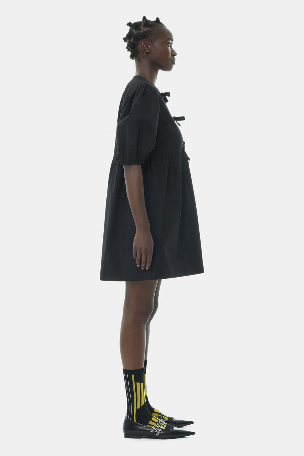 Printed Cotton Tie String Mini Dres