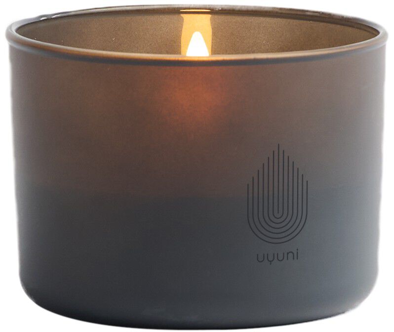 LED rechargeable glass candle, Grey, 8,2x6 cm