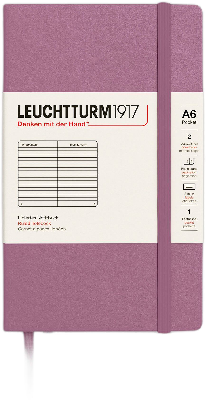 LT1917 Notesbog A6 Linjeret HC - Dusty Rose 372355