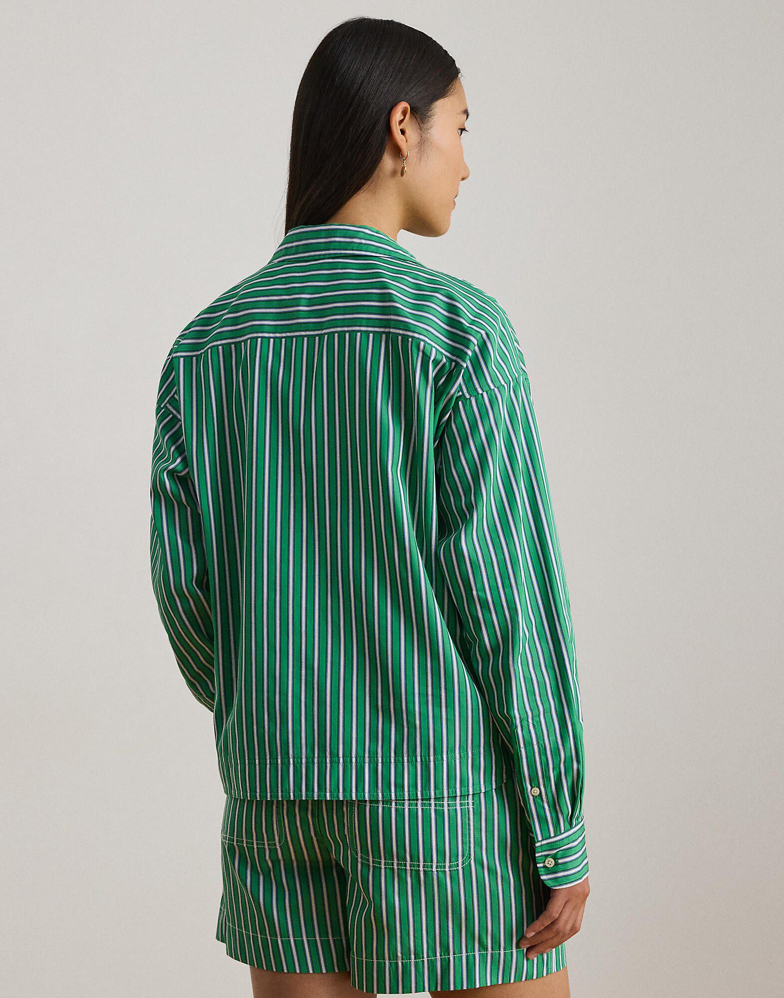 Striped Cotton Broadcloth Cropped Shirt