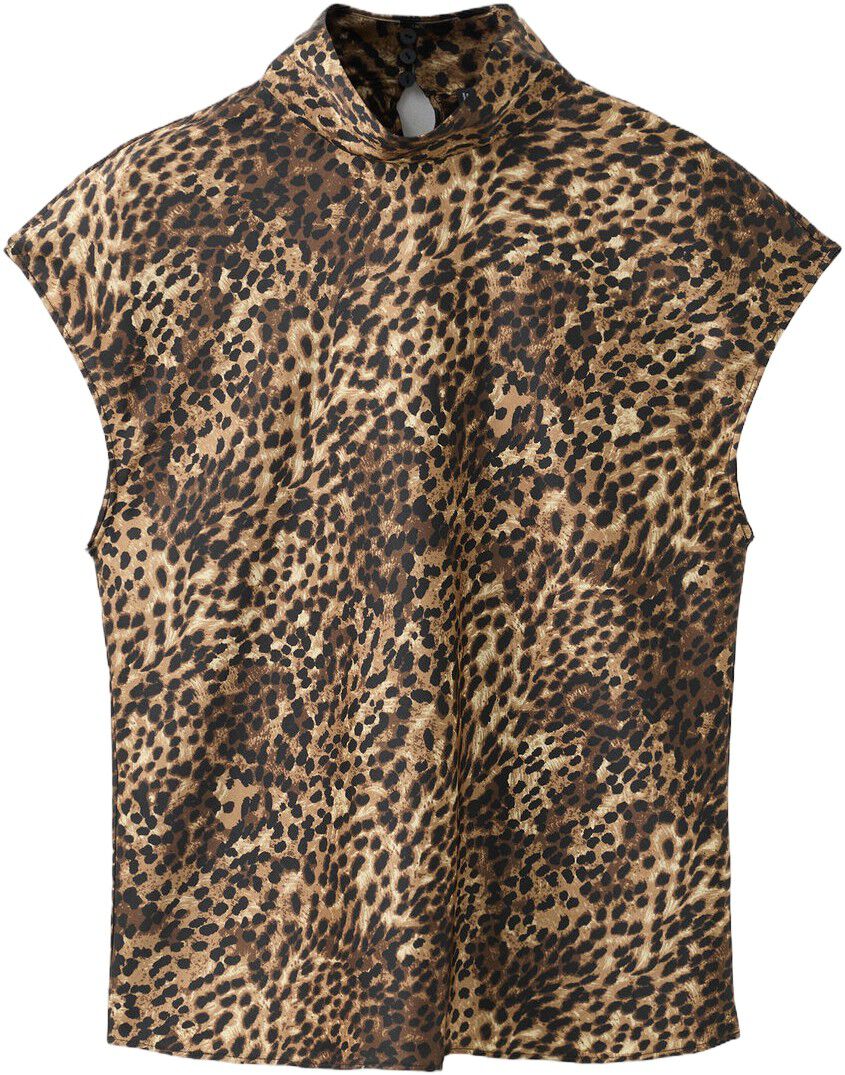 Leopard-print satin blouse