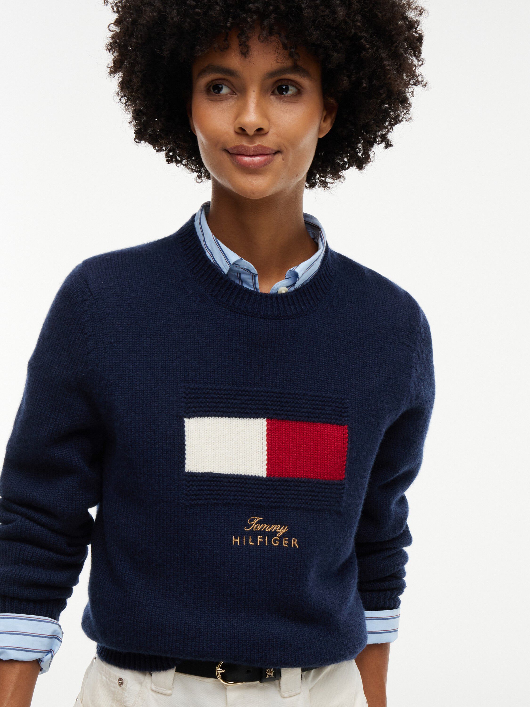 Flag Logo Embroidery Jumper With Cashmere