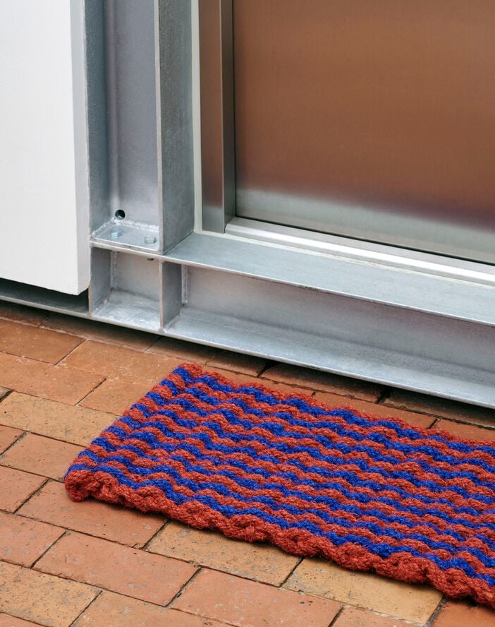 Coco Door Mat-Stripe Wave-Brown and navy