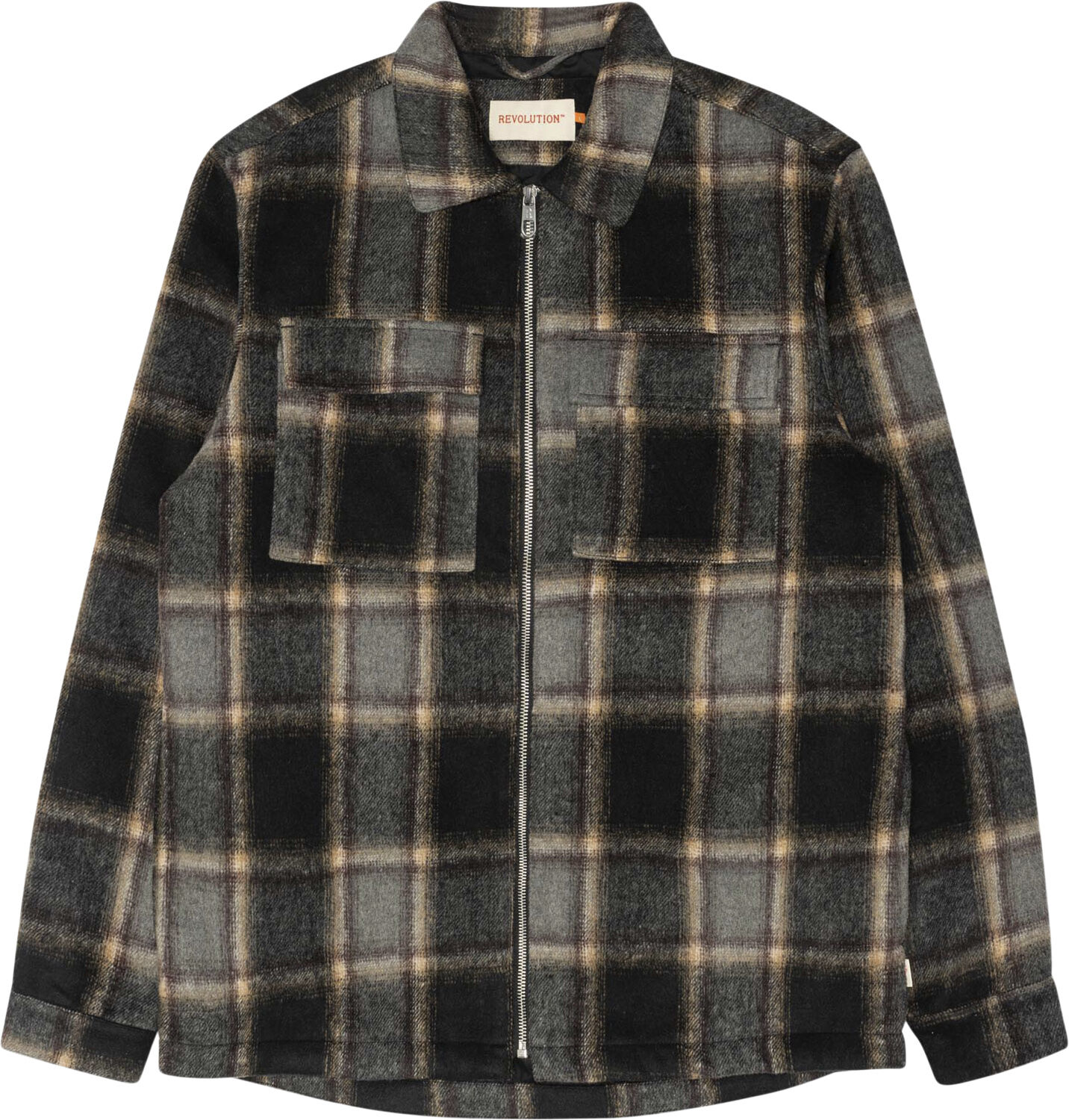 Checkered overshirt with lining and button closure