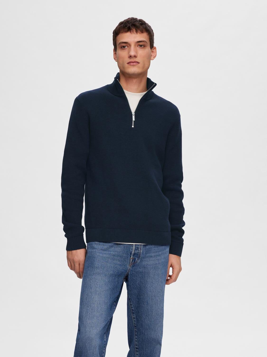 SLHDANE LS KNIT STRUCTURE HALF ZIP