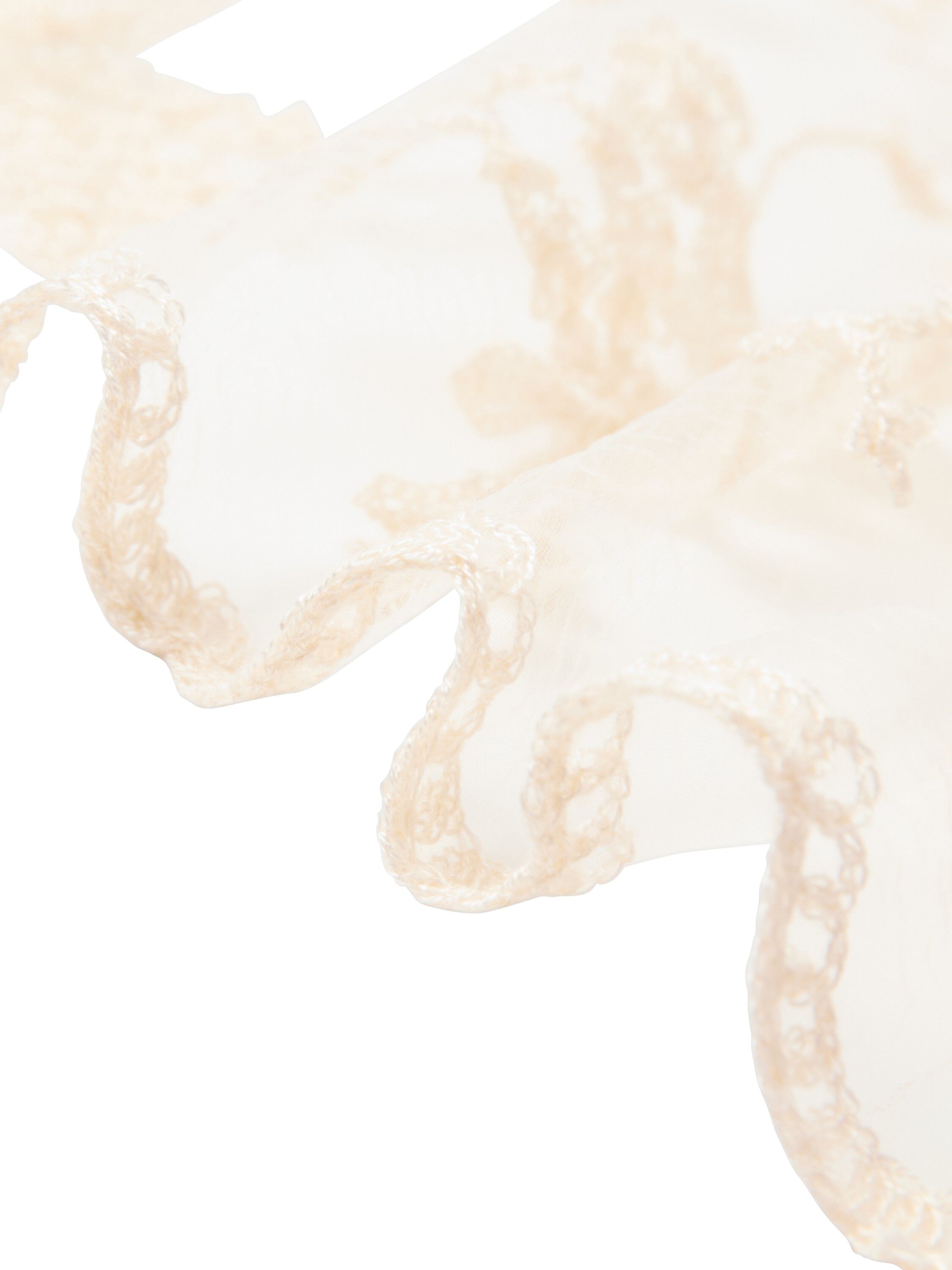 Scarf in mesh with lace embroidery.