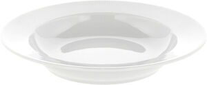 Tallerken dyb med fane Eventail 22 cm Hvid
